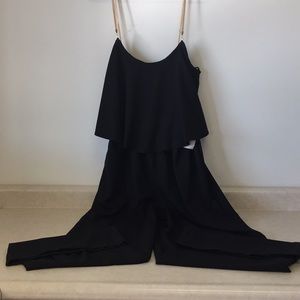 NWT Gold Detail Dress Romper in Black Sz L